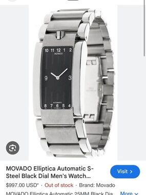 MOVADO Elliptica Automatic Steel Black Dial Men's Watch